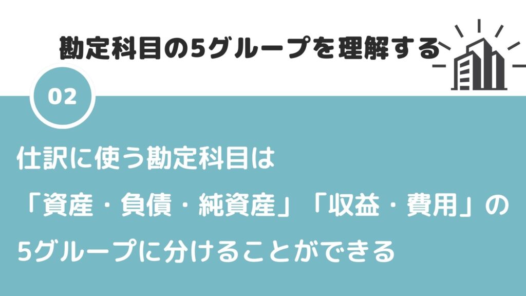 簿記仕訳の覚え方STEP2：勘定科目の5グループを理解する